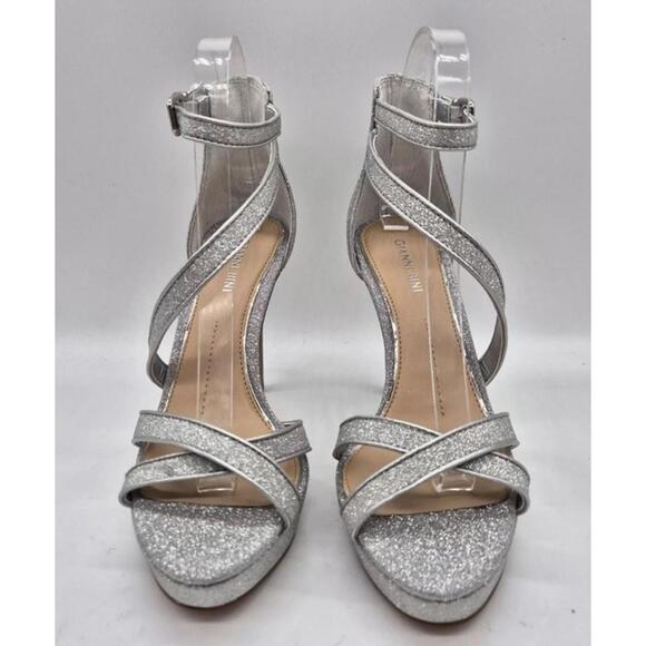 Gianni Bini Shoes - Gianni Bini Women's Size 7.5 M Glitter Silve Ankle Strappy Platform Sandals